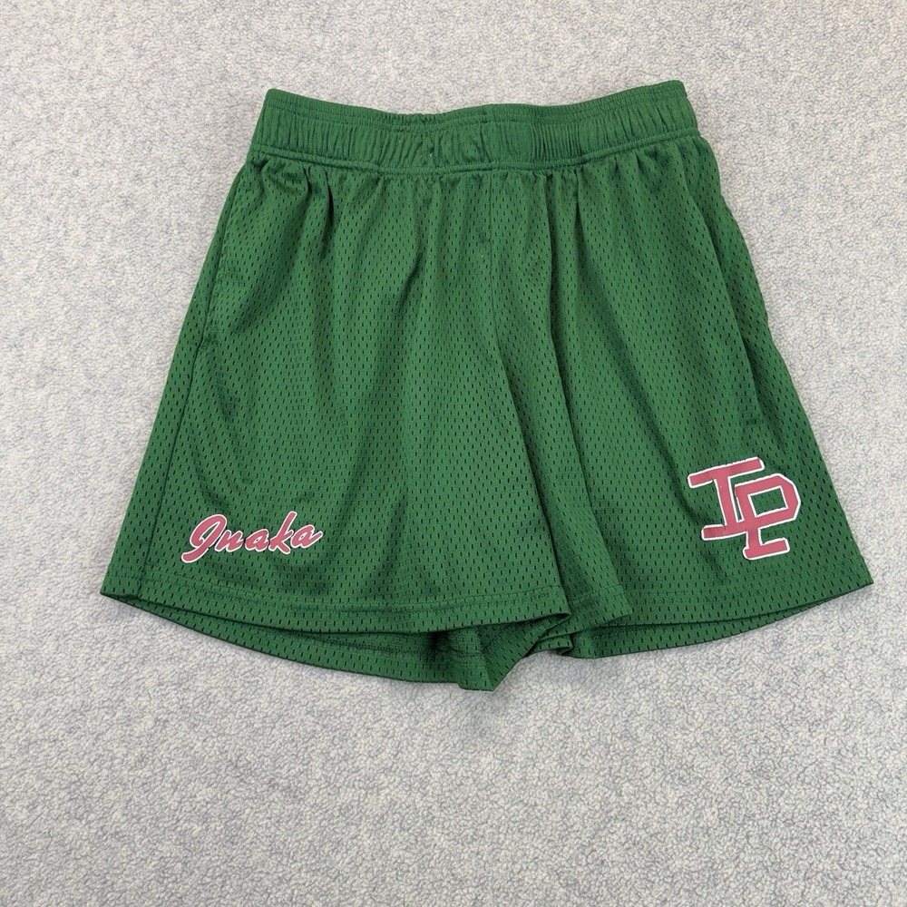 Quake Power Green Mesh Basketball Shorts Inaka Logo Elastic Drawstring Waist L